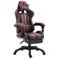 vidaXL Silla gaming con reposapiés cuero sintético color vino tinto vidaXL Silla gaming con reposapiés cuero sintético color vino tinto
