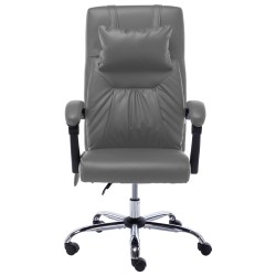 vidaXL Silla de oficina de masaje de cuero sintético gris antracita