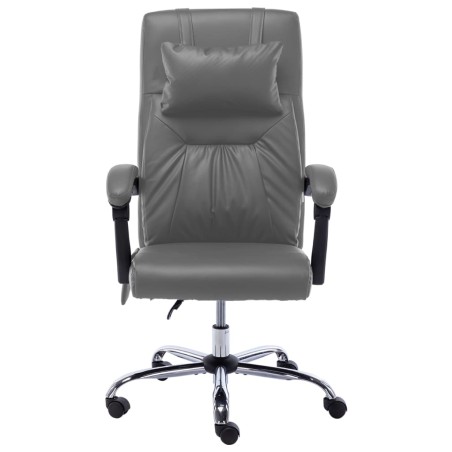 vidaXL Silla de oficina de masaje de cuero sintético gris antracita