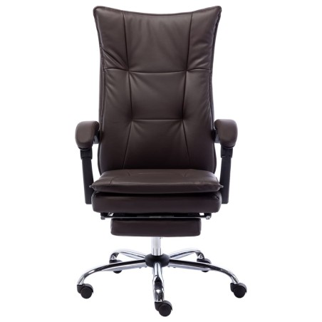 vidaXL Silla de oficina de cuero sintético marrón