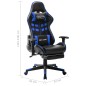 vidaXL Silla de gaming con reposapiés cuero sintético negro y azul vidaXL Silla de gaming con reposapiés cuero sintético negro y azul