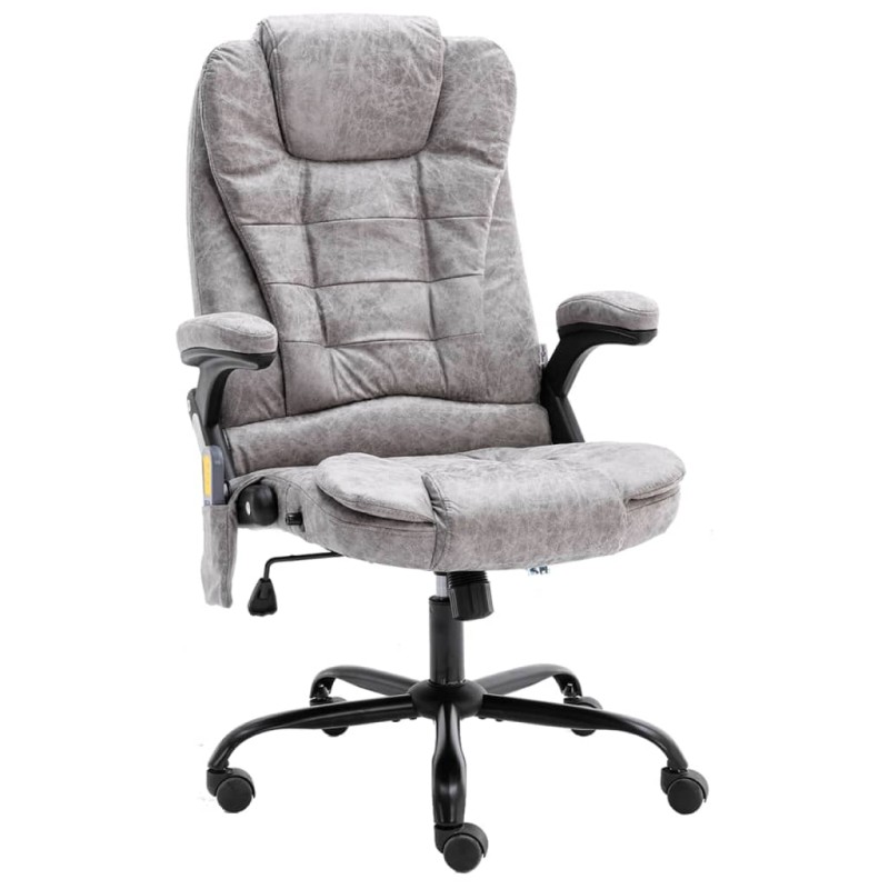 vidaXL Silla de oficina de masaje piel de ante sintética gris claro vidaXL Silla de oficina de masaje piel de ante sintética gris claro