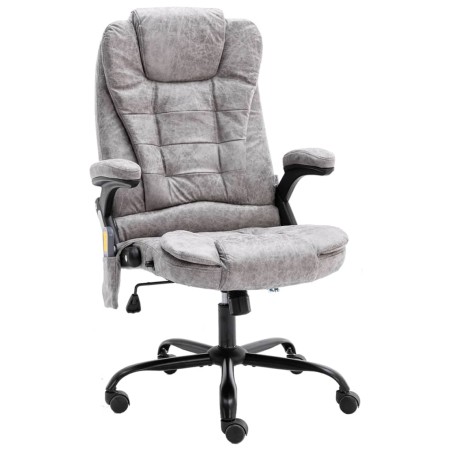 vidaXL Silla de oficina de masaje piel de ante sintética gris claro