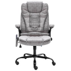 vidaXL Silla de oficina de masaje piel de ante sintética gris claro