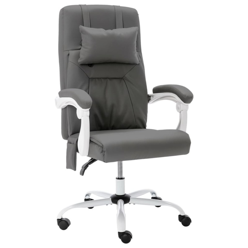 vidaXL Silla de oficina de masaje cuero sintético gris vidaXL Silla de oficina de masaje cuero sintético gris