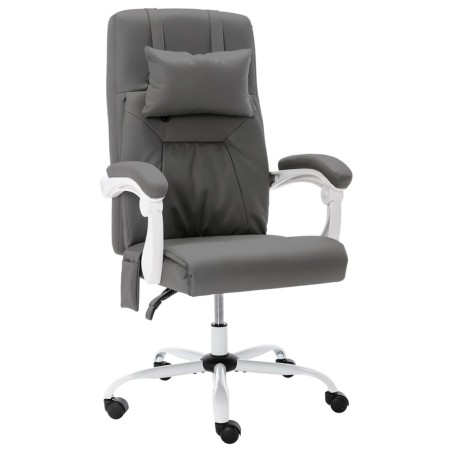 vidaXL Silla de oficina de masaje cuero sintético gris