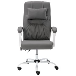 vidaXL Silla de oficina de masaje cuero sintético gris