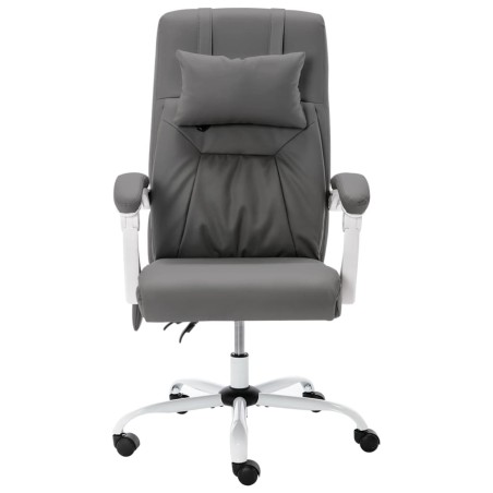 vidaXL Silla de oficina de masaje cuero sintético gris