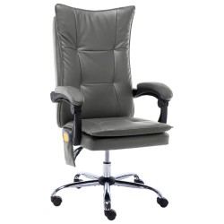 vidaXL Silla de oficina de masaje de cuero sintético gris antracita
