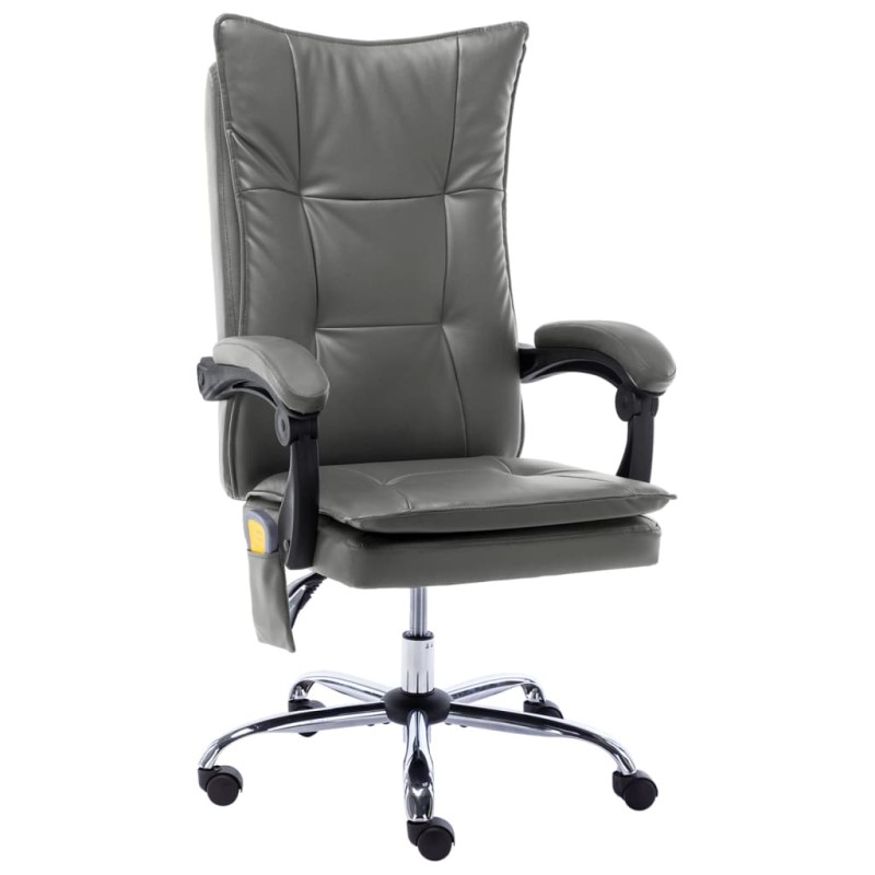 vidaXL Silla de oficina de masaje de cuero sintético gris antracita vidaXL Silla de oficina de masaje de cuero sintético gris antracita