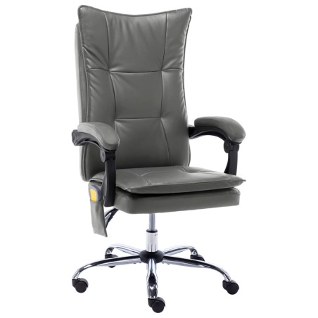 vidaXL Silla de oficina de masaje de cuero sintético gris antracita