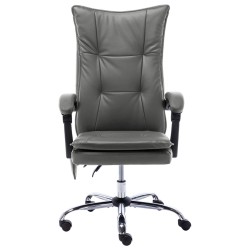 vidaXL Silla de oficina de masaje de cuero sintético gris antracita