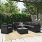 vidaXL Set de muebles de jardín y cojines 7 pzas ratán sintético negro vidaXL Set de muebles de jardín y cojines 7 pzas ratán sintético negro