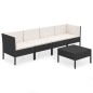 vidaXL Set de muebles de jardín 5 pzas y cojines ratán sintético negro vidaXL Set de muebles de jardín 5 pzas y cojines ratán sintético negro