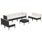 vidaXL Set muebles de jardín 9 pzas y cojines ratán sintético negro vidaXL Set muebles de jardín 9 pzas y cojines ratán sintético negro