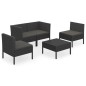 vidaXL Set de muebles de jardín 5 pzas y cojines ratán sintético negro vidaXL Set de muebles de jardín 5 pzas y cojines ratán sintético negro