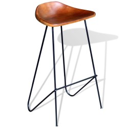 vidaXL Taburetes de cocina 2 unidades cuero auténtico negro y marrón