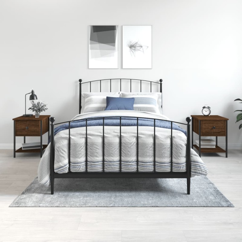 vidaXL Mesita noche 2 uds madera ingeniería marrón roble 34x35,5x45 cm vidaXL Mesita noche 2 uds madera ingeniería marrón roble 34x35,5x45 cm