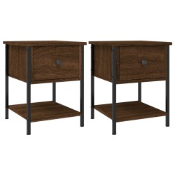 vidaXL Mesita noche 2 uds madera ingeniería marrón roble 34x35,5x45 cm