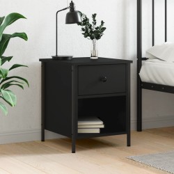 vidaXL Mesita de noche madera de ingeniería negro 40x42x50 cm