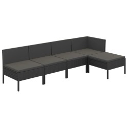 vidaXL Set de muebles de jardín 5 pzas y cojines ratán sintético negro