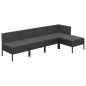 vidaXL Set de muebles de jardín 5 pzas y cojines ratán sintético negro vidaXL Set de muebles de jardín 5 pzas y cojines ratán sintético negro