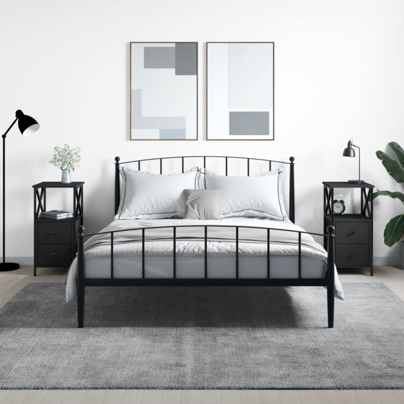 vidaXL Mesitas de noche 2 uds madera de ingeniería negro 34x35,5x70 cm vidaXL Mesitas de noche 2 uds madera de ingeniería negro 34x35,5x70 cm