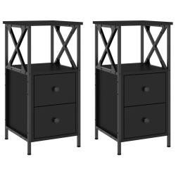 vidaXL Mesitas de noche 2 uds madera de ingeniería negro 34x35,5x70 cm