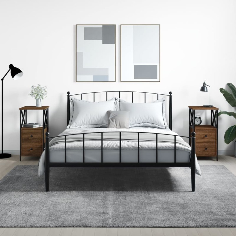 vidaXL Mesita noche 2 uds madera ingeniería marrón roble 34x35,5x70 cm vidaXL Mesita noche 2 uds madera ingeniería marrón roble 34x35,5x70 cm