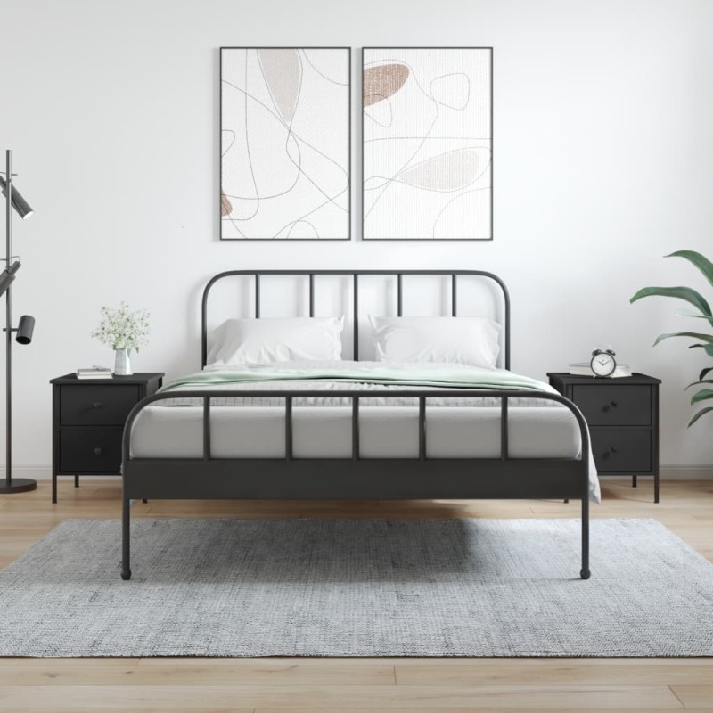 vidaXL Mesitas de noche 2 uds madera de ingeniería negro 40x42x50 cm