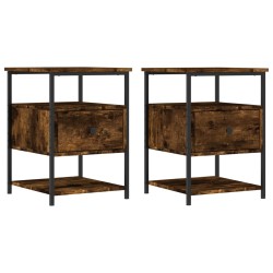 vidaXL Mesitas noche 2 uds madera ingeniería roble ahumado 40x42x56 cm