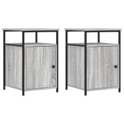vidaXL Mesitas de noche 2 uds madera contrachapada gris 40x42x60 cm