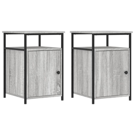 vidaXL Mesitas de noche 2 uds madera contrachapada gris 40x42x60 cm