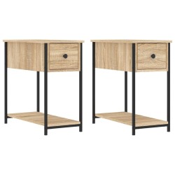 vidaXL Mesitas noche 2 uds madera ingeniería roble Sonoma 30x60x60 cm