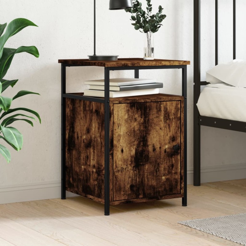 vidaXL Mesita de noche madera contrachapada roble ahumado 40x42x60 cm vidaXL Mesita de noche madera contrachapada roble ahumado 40x42x60 cm