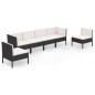 vidaXL Set de muebles de jardín 6 pzas y cojines ratán sintético negro vidaXL Set de muebles de jardín 6 pzas y cojines ratán sintético negro