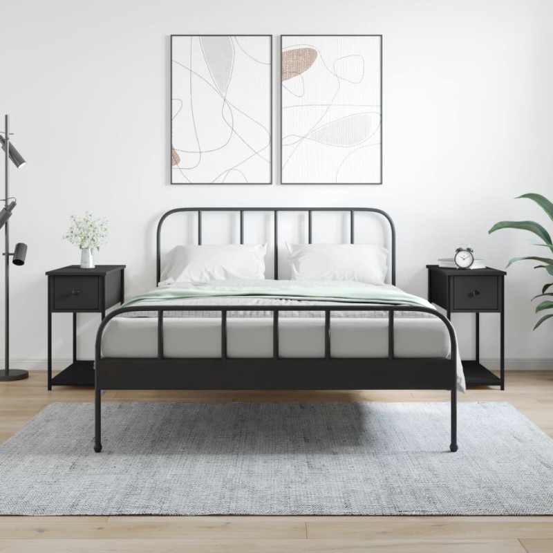vidaXL Mesitas de noche 2 uds madera de ingeniería negra 30x60x60 cm vidaXL Mesitas de noche 2 uds madera de ingeniería negra 30x60x60 cm