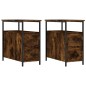 vidaXL Mesitas noche 2 uds madera ingeniería roble ahumado 30x60x60 cm vidaXL Mesitas noche 2 uds madera ingeniería roble ahumado 30x60x60 cm