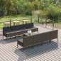 vidaXL Set de muebles de jardín 9 pzas y cojines ratán sintético gris vidaXL Set de muebles de jardín 9 pzas y cojines ratán sintético gris