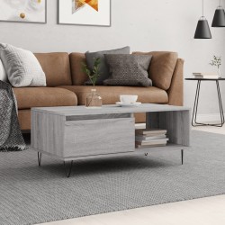 vidaXL Mesa de centro madera contrachapada gris Sonoma 90x50x36,5 cm