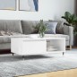 vidaXL Mesa de centro madera contrachapada blanco brillo 90x50x36,5 cm vidaXL Mesa de centro madera contrachapada blanco brillo 90x50x36,5 cm
