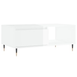 vidaXL Mesa de centro madera contrachapada blanco brillo 90x50x36,5 cm