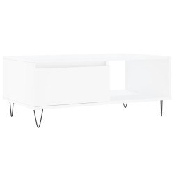 vidaXL Mesa de centro madera contrachapada blanco 90x50x36,5 cm