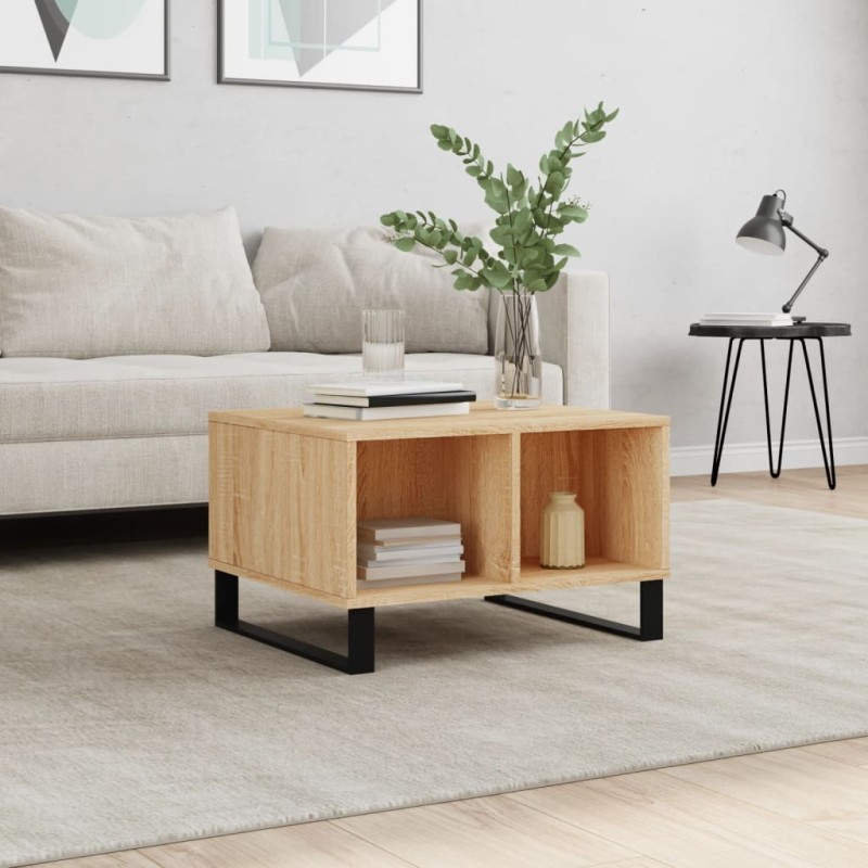 vidaXL Mesa de centro madera contrachapada roble Sonoma 60x50x36,5 cm vidaXL Mesa de centro madera contrachapada roble Sonoma 60x50x36,5 cm