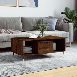 vidaXL Mesa de centro madera contrachapada marrón roble 90x50x36,5 cm