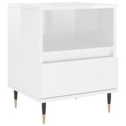vidaXL Mesita de noche madera contrachapada blanco brillo 40x35x50 cm