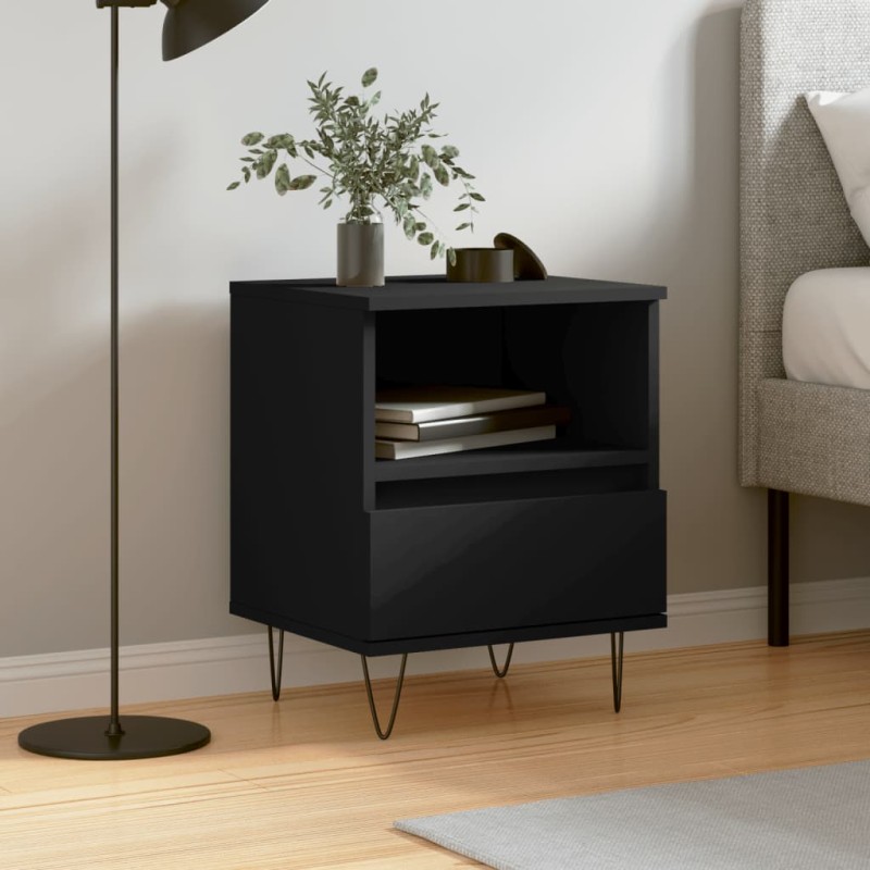 vidaXL Mesita de noche madera contrachapada negro 40x35x50 cm vidaXL Mesita de noche madera contrachapada negro 40x35x50 cm