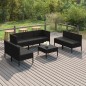 vidaXL Set de muebles de jardín 8 pzas y cojines ratán sintético negro