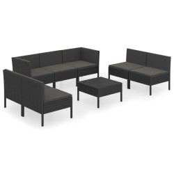 vidaXL Set de muebles de jardín 8 pzas y cojines ratán sintético negro