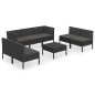 vidaXL Set de muebles de jardín 8 pzas y cojines ratán sintético negro